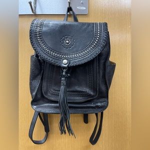 Patricia Nash Johanna leather studded tassel boho backpack bag black